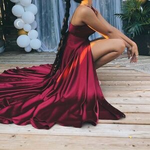 Elegant Burgundy Evening Gown